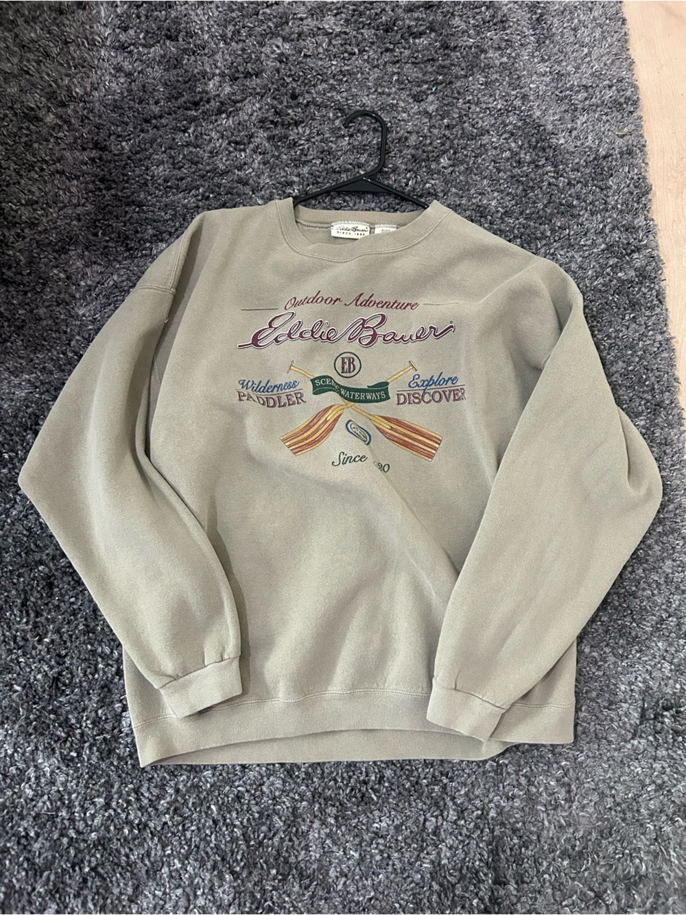 Eddie Bauer Olive Green Graphic Crewneck Sweatshirt